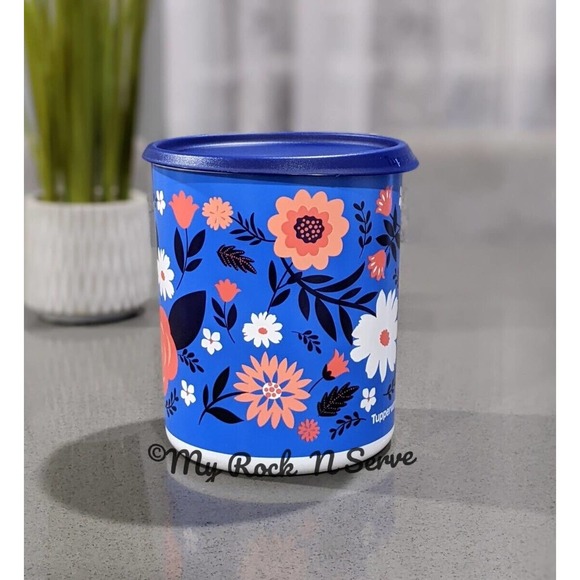 Tupperware Flowers One Touch Canister 12-cup Canister "C" New - Picture 1 of 4